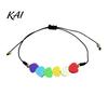 Lightweight Soft Clay Accessory Colorful Hearts Bracelet, Handmade Braided Cord String Adjustable Boho Style Woven Bracelet Heart Shaped Beads Jewelry