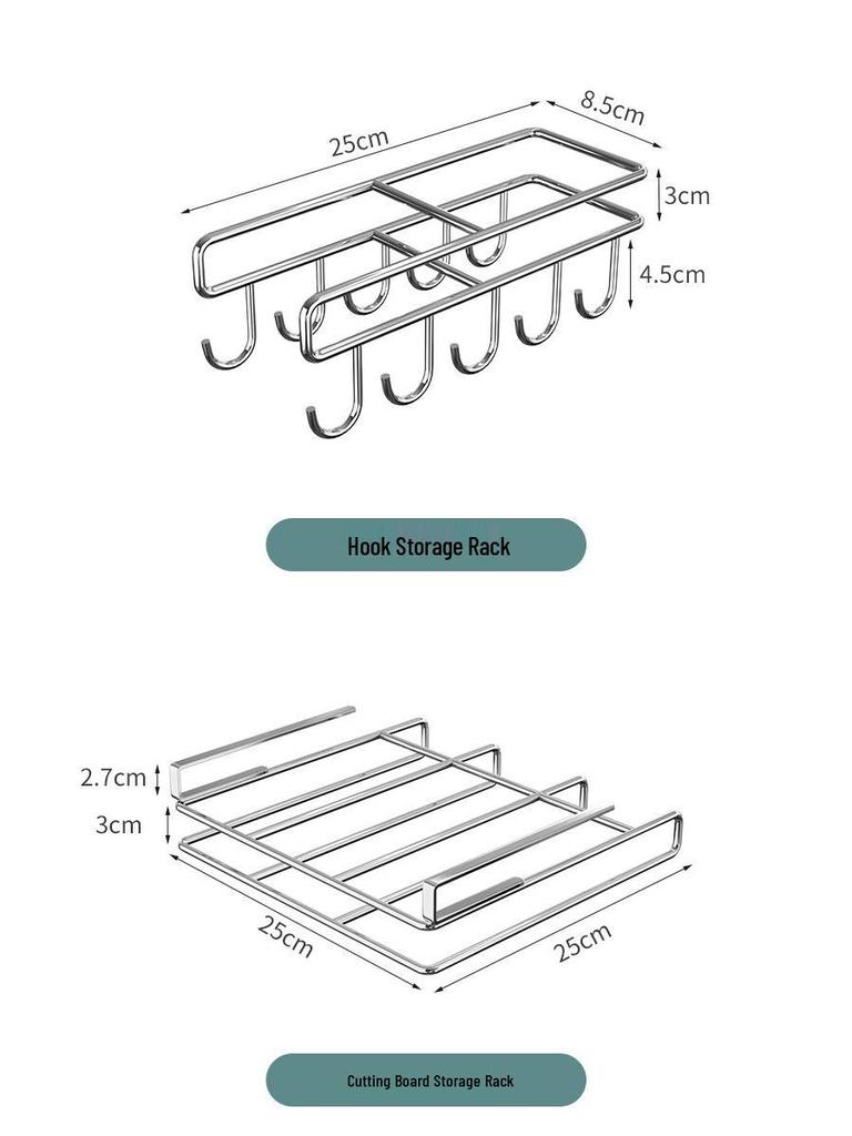 Стеллаж для хранения кухни из нержавеющей стали: Подвесной органайзер с корзинами для шкафа и держателем для бумажных полотенец
