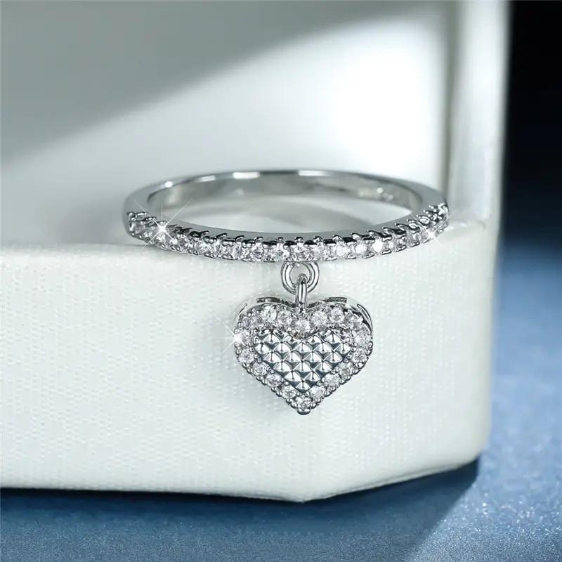 Кольцо-сердце из стерлингового серебра для женщин, элегантное обручальное кольцо, элегантные женские аксессуары для помолвки, шикарные ювелирные изделия