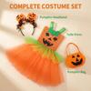 Pumpkin Tutu Dress Halloween Costume for Girls Tulle Skirt Party Dress with Headband and Pumpkin Bag Set for Festival Stage Performance