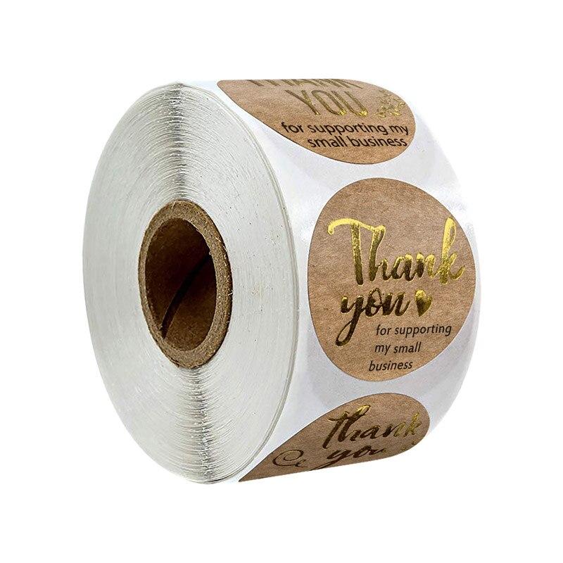 50-500pcs Lot Kraft Round Thank You Stickers Seal Labels Gold Cute Stickers Scrapbooking for Package Stationery Sticker 3 Fonts