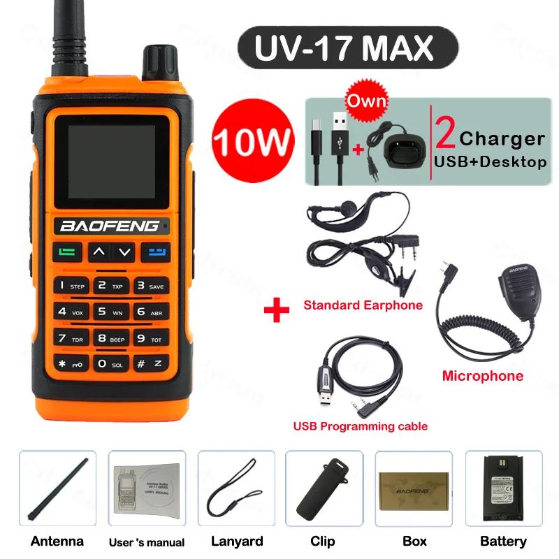 BaoFeng UV 17 Max Professional 10W Powerful Walkie Talkie 50KM Long Range Dual Band Two Way Radios Upgrade UV9R UV10R UV5R Pro