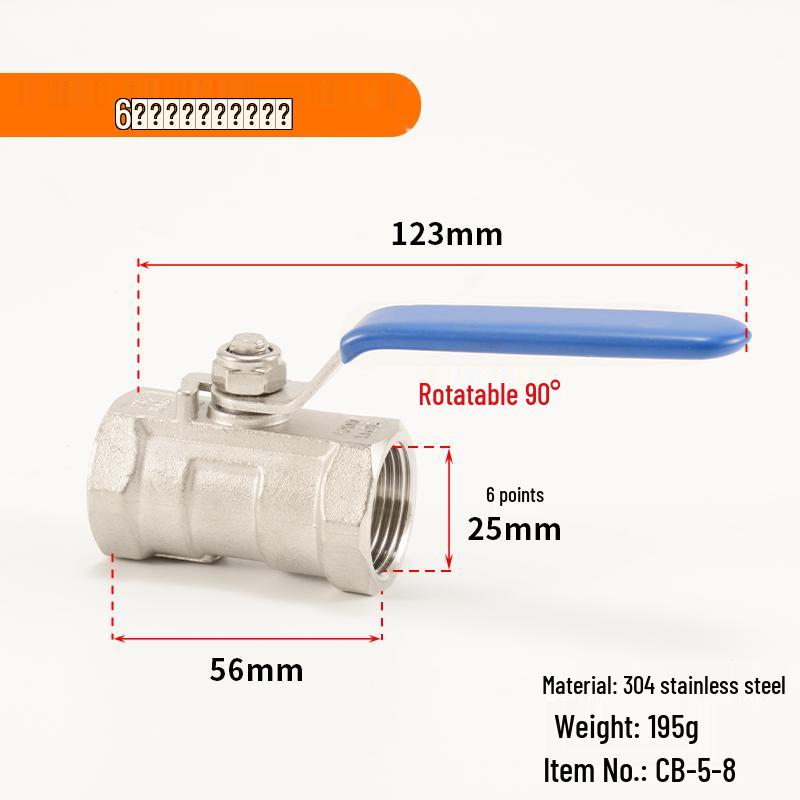 304 Stainless Steel Ball Valve, 1/2/3-Piece, Internal Thread Water Switch, Size DN15/DN10