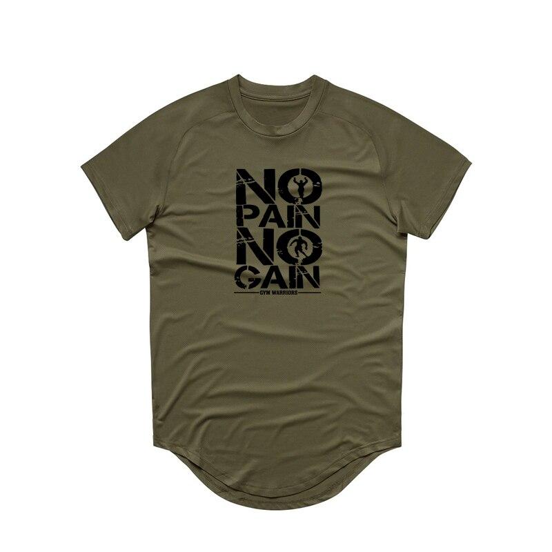 Muscleguys Летняя одежда для спортзала, мужские футболки для фитнеса, бодибилдинга, быстросохнущие футболки с короткими рукавами и принтом «No Pain No Gain»