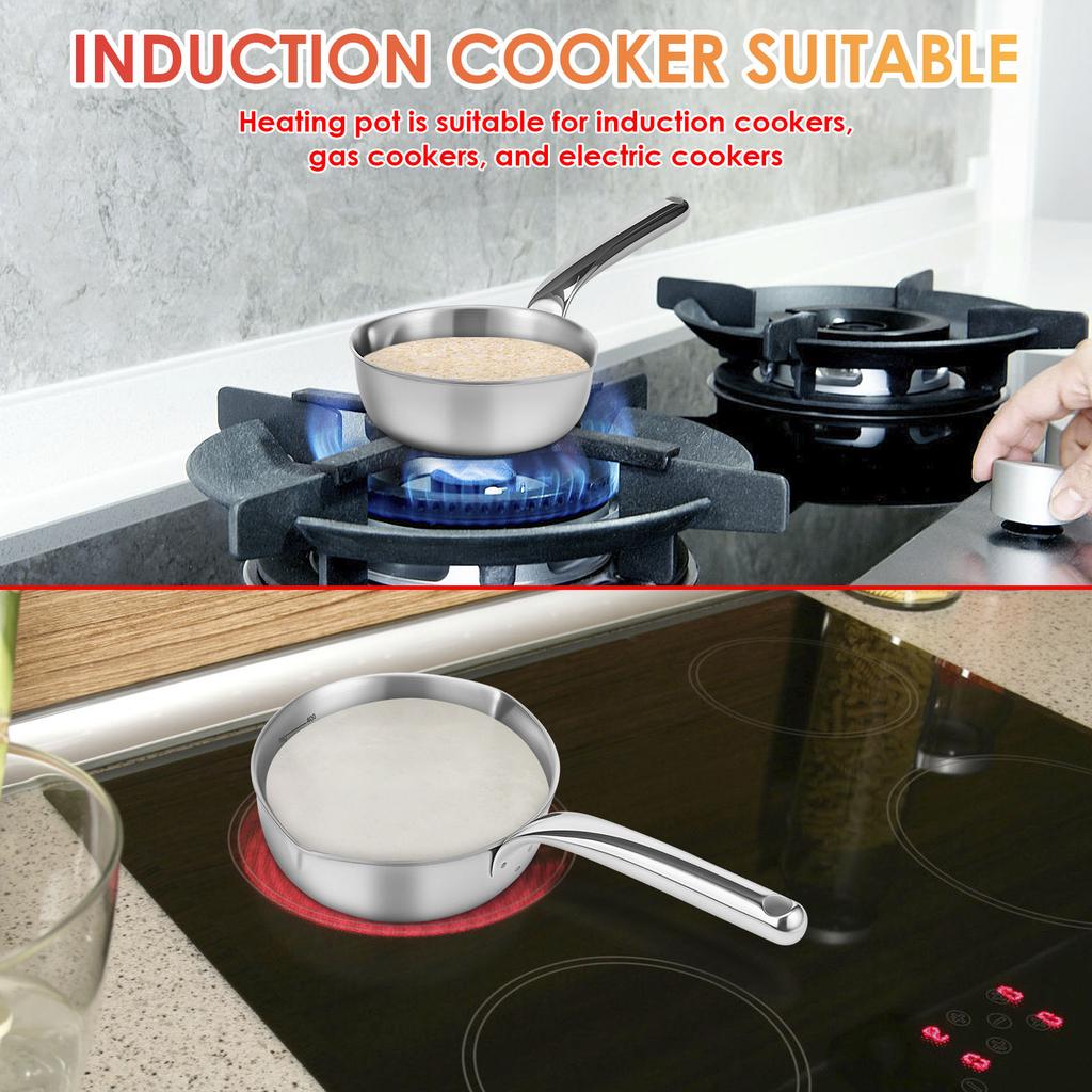 Кастрюля из нержавеющей стали для горячего масла, антипригарная кастрюля для соуса, кастрюля для супа с носиком для слива, молочник, кастрюля для соуса, для варки, кипячения, подогрева масла, тепловые кастрюли