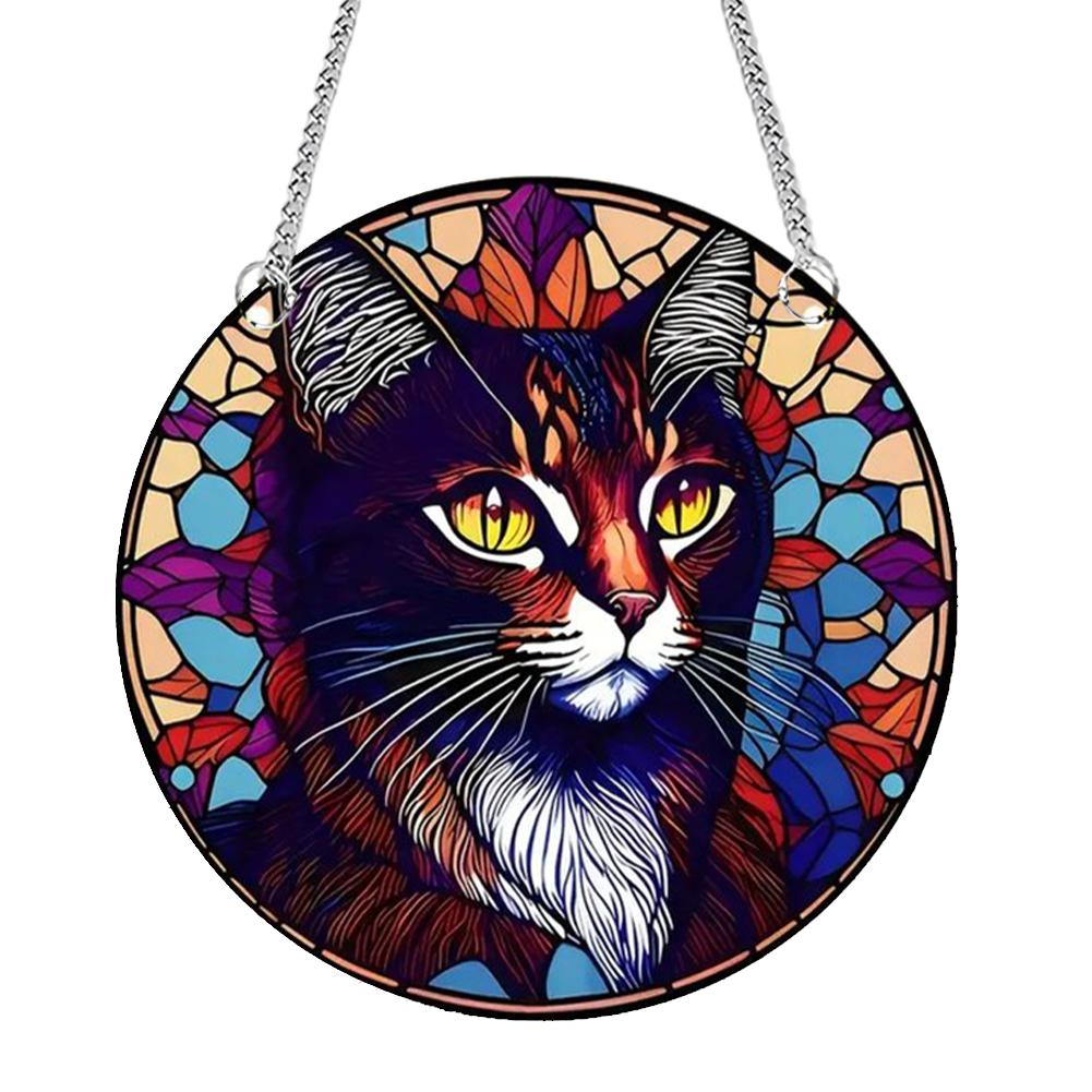 Панель для украшения дома «Ловец солнца» Водонепроницаемая акриловая оконная панель Подвесная книга-ловец солнца и кошка Витражное стекло «Древо жизни»