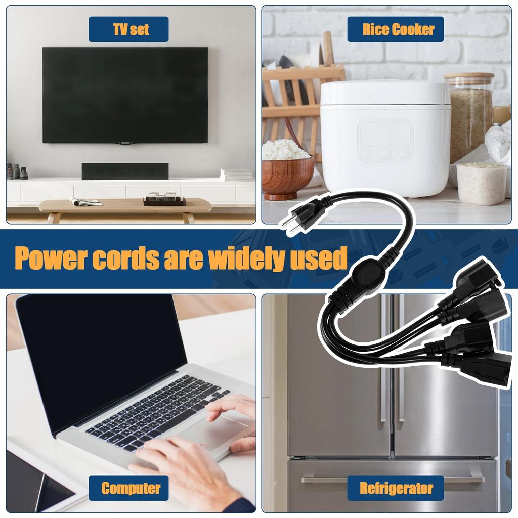 3 Prong Extension Cord Splitter Versatile 4-Outlet Cord Splitter Protective Outlet Splitter 3 Prong Extension Cord for Home2025