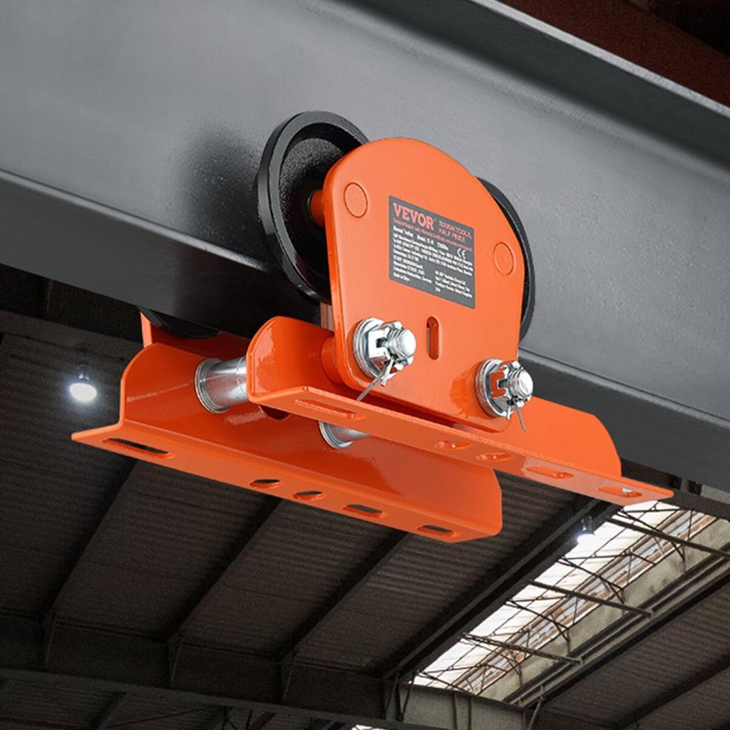Electric Hoist Manual Trolley, 2200 lbs/1 Ton Capacity for PA200 PA250 PA300 PA400 PA500, Push Beam Trolley with Dual Wheels, 2.68"-4.33" Adjustable