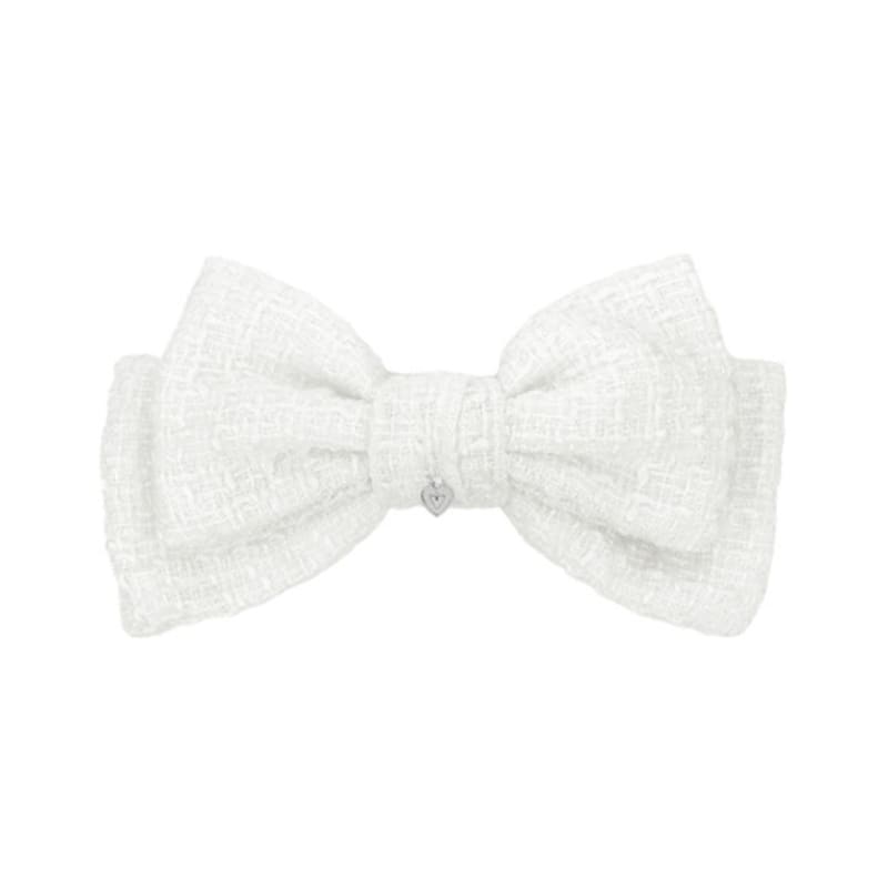 VVV Check Glitter Tweed Ribbon Hairpin_White
