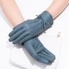 Women's Colorful Genuine Leather Gloves Bow Sheepskin Gloves  Women's Warm Cycling Clothing Gloves for Autumn and Winter