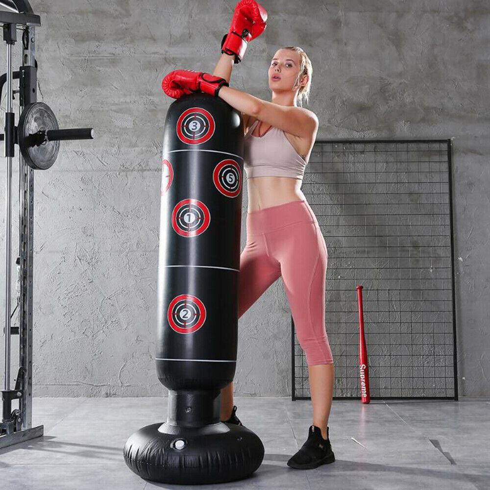 Inflatable Punching Bag Free Standing Boxing Post Boxing Column Adult Kids Fitness Training