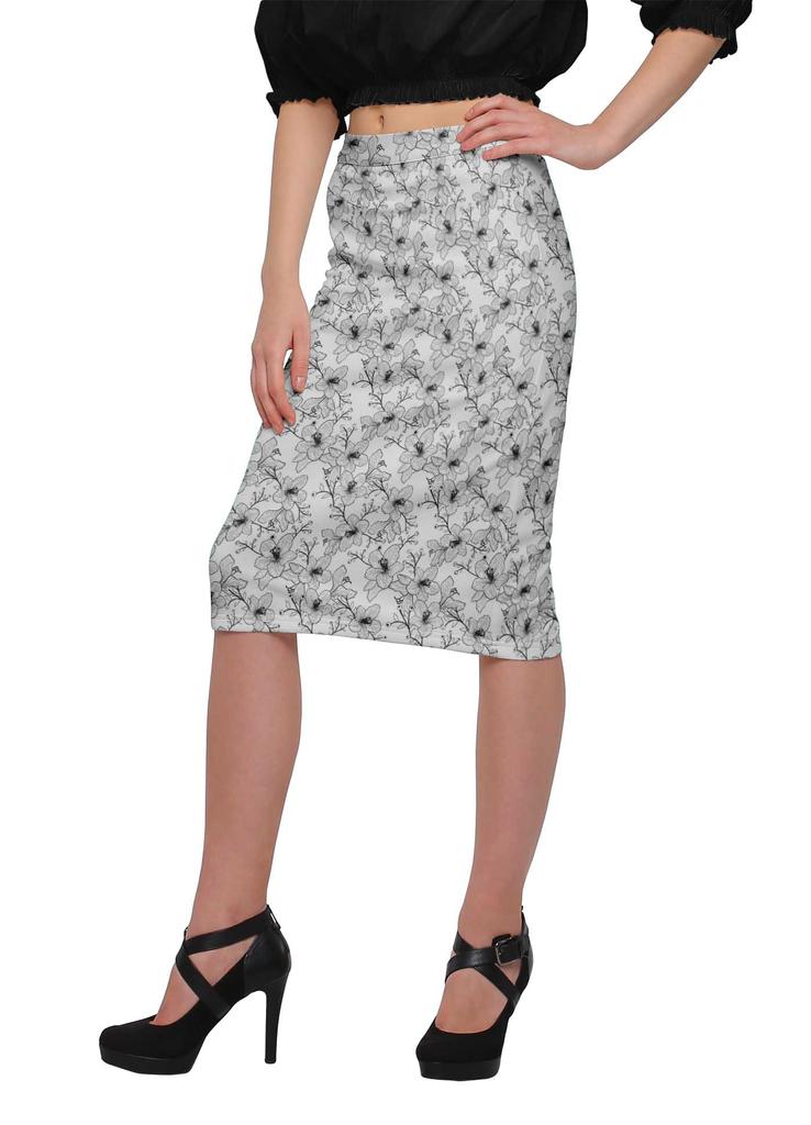 Moomaya Poly Spandex Skirt Printed Pencil Skirt Plus Size Summer Wear
