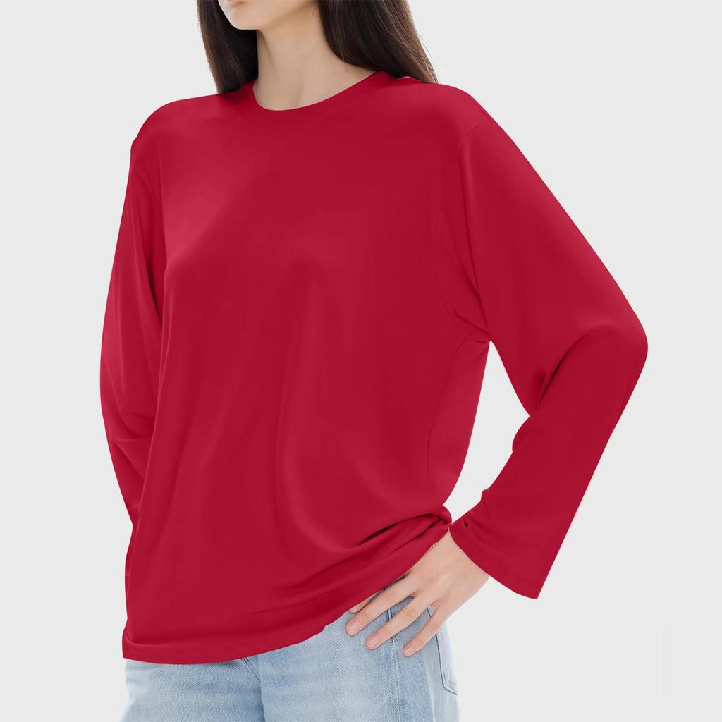 Женская модная повседневная блузка с длинным рукавом и круглым вырезом, пуловер