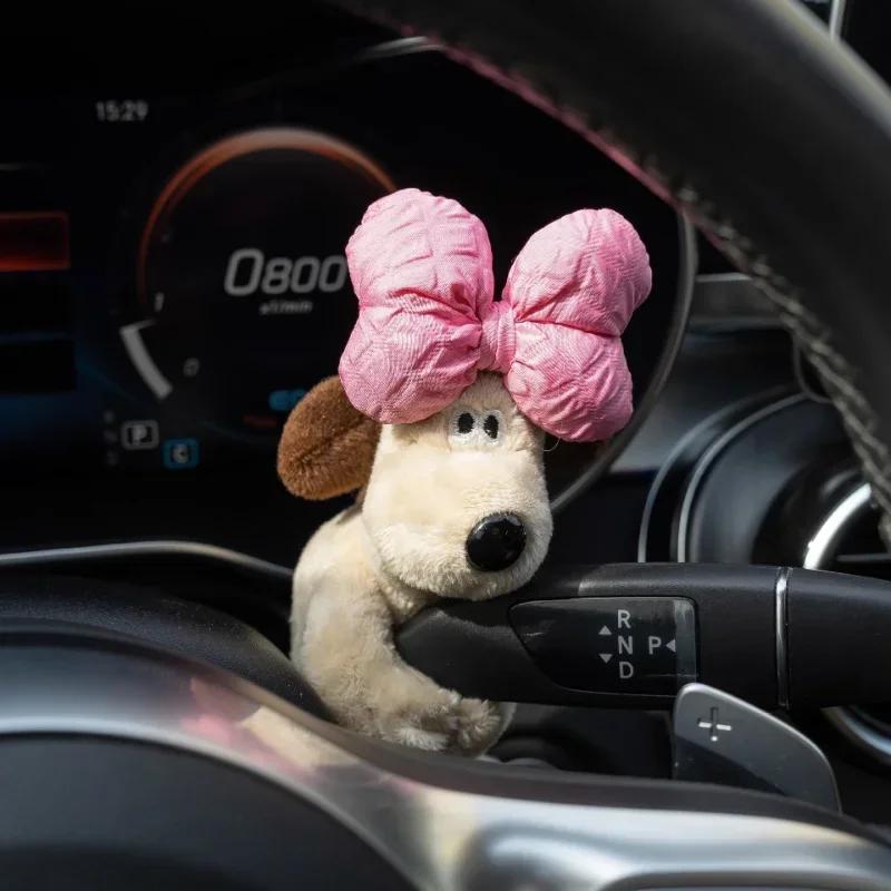 Car Puppy Plush Doll Clutch Decor Car Wiper Turn Signal Switch Decoration Kawaii Dog Wiper Doll Car Interior Accessories