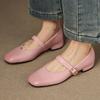 Elegant Pink Women's Mary Janes Shoes 2025 Fashion Square Toe Nude Black Low Heels Classic Office Dress Shoes Ladies Comfortable