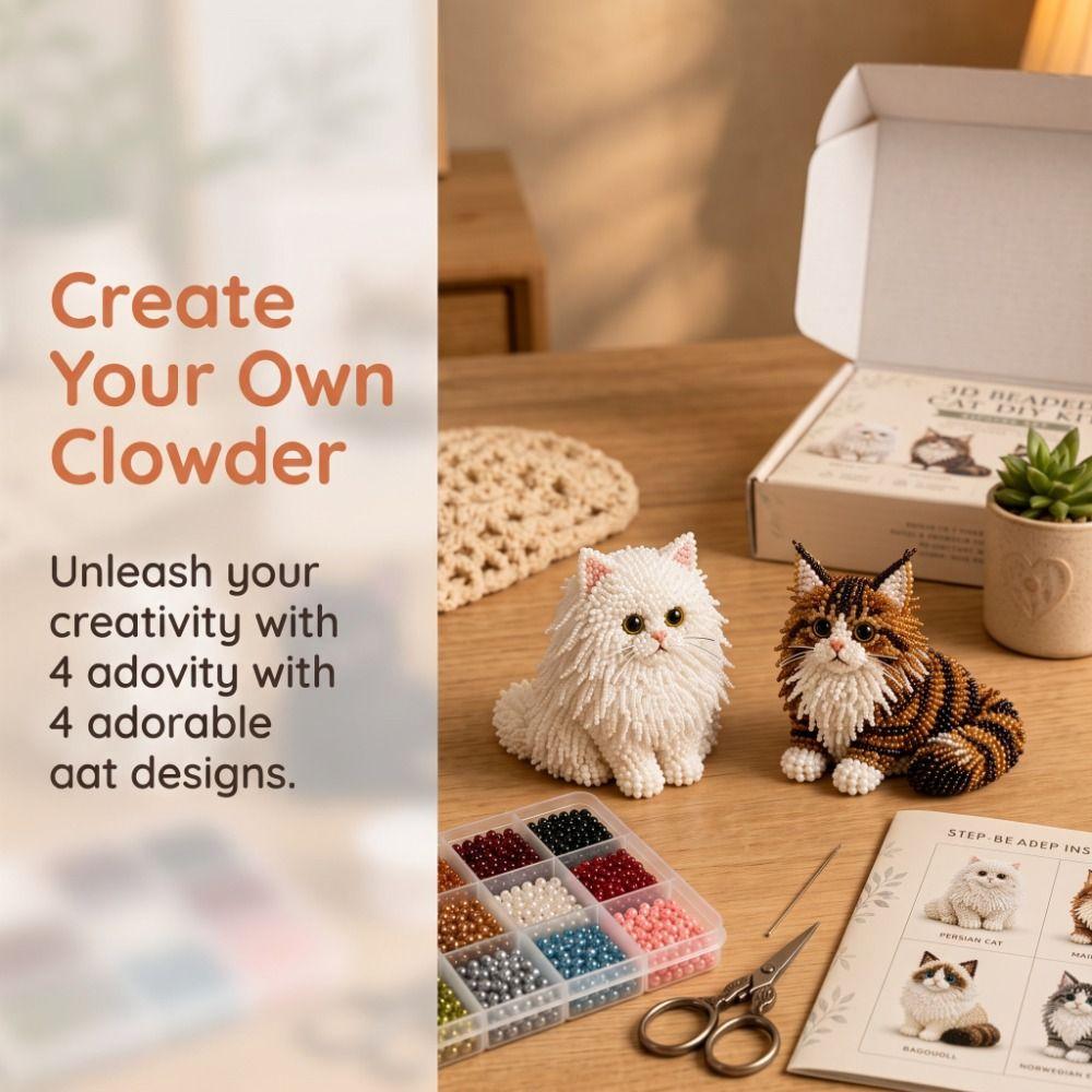 Tiny 3D Bead Pet Keychain Making Kit Handmade Animal Crafting Set Beadwork Art Craft Set for Kids