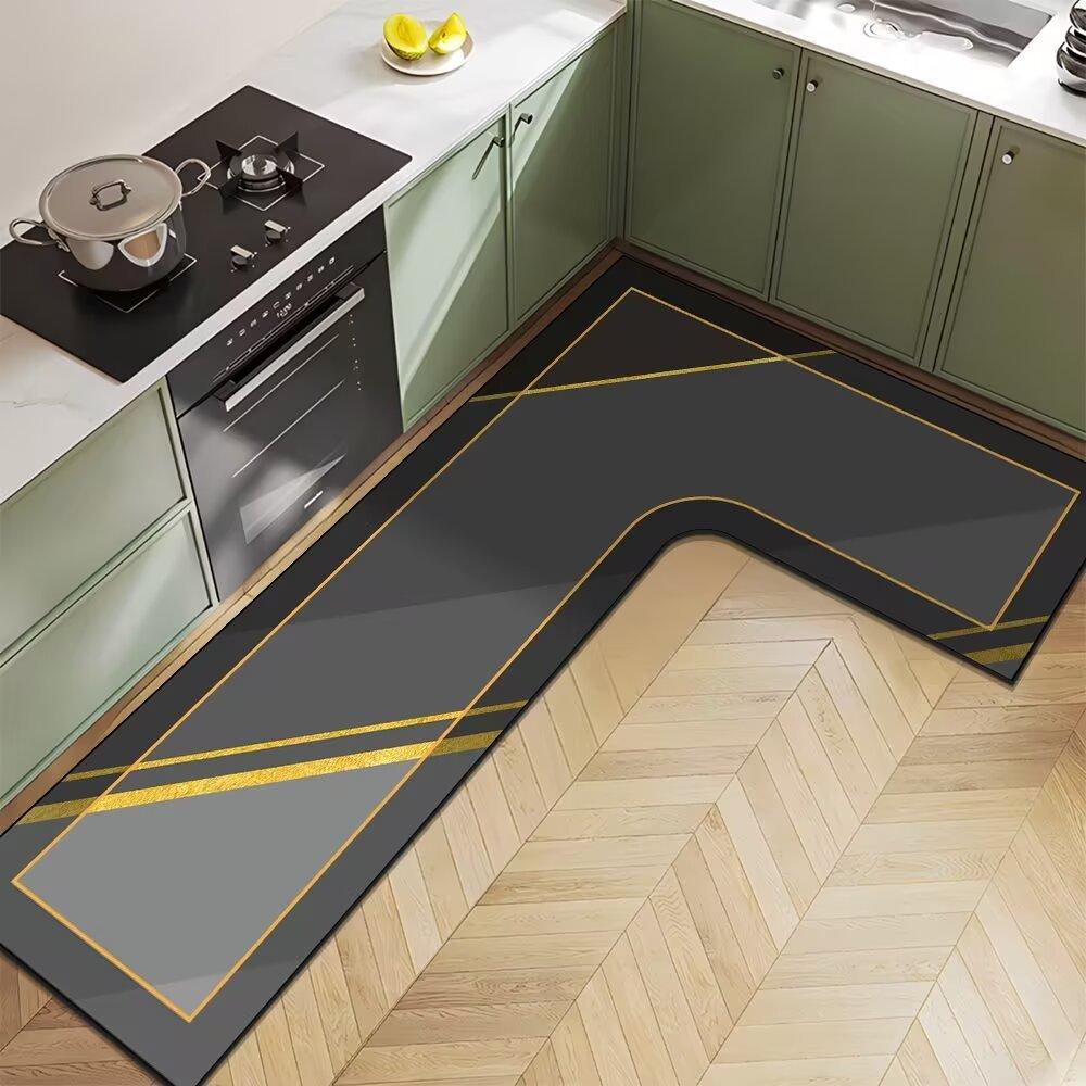 Коврик для кухни Nordic Light Luxury Diatom Mud Household L-образной формы, впитывающий воду, противоскользящий, быстросохнущий и простой в уходе