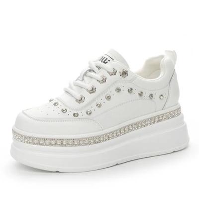 7 см натуральная кожа женская мода повседневные блестящие толстые кроссовки на платформе танкетке вулканизированные осенне-весенние скрытые каблуки женская обувь