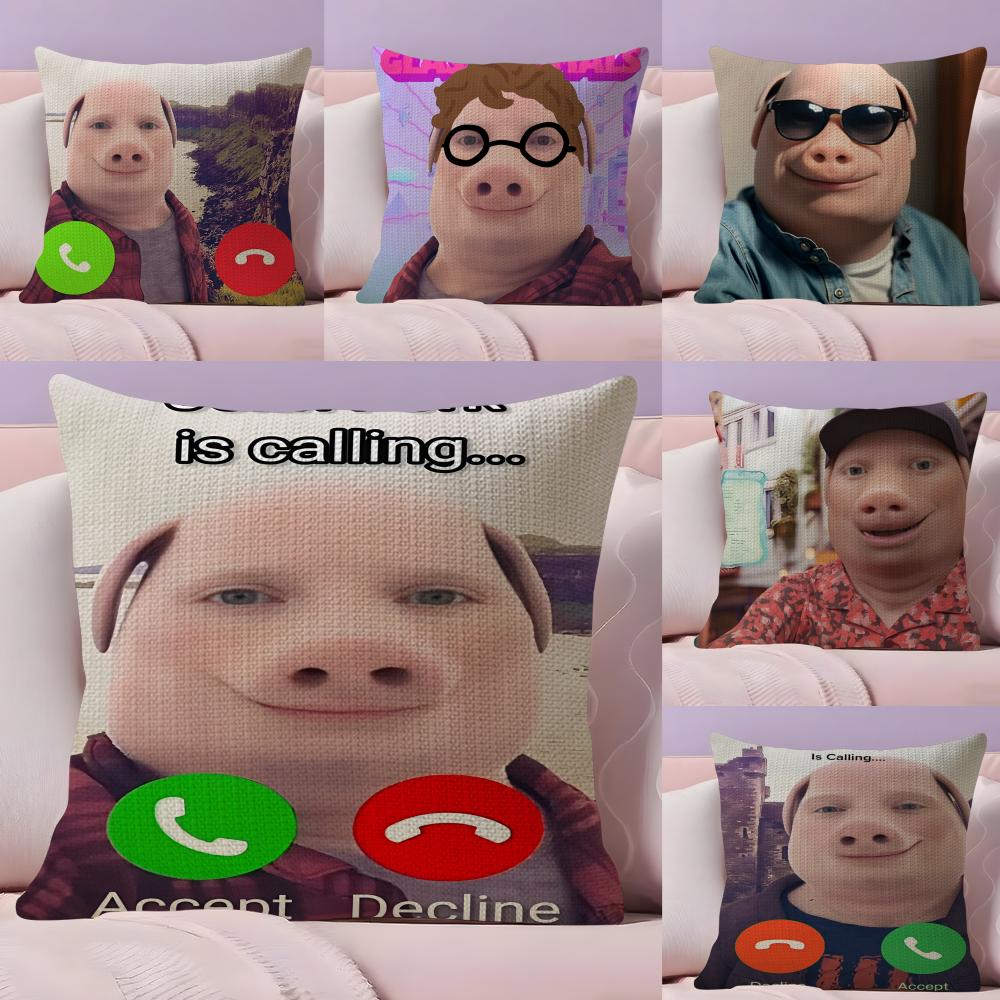 Чехол на подушку John Pork Is Calling Натуральный льняной наволочка Двусторонний принт Декоративная наволочка для дивана Домашний декор Подарок