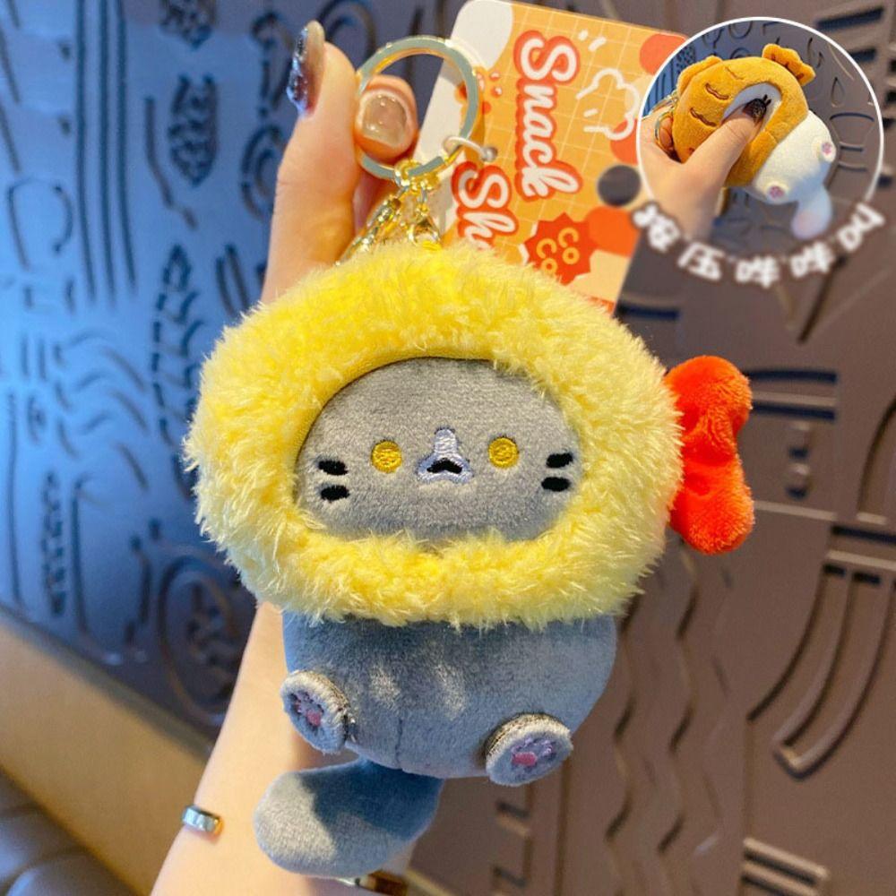 Брелок для ключей в виде карамельного кота в виде тоста, плюшевый брелок в виде кота тайяки, подвесной аксессуар