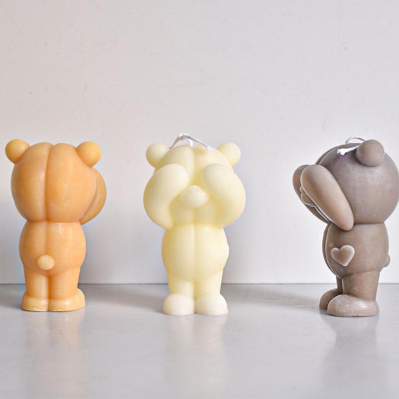 3D Eyecover Bear Shape Candle Silicone Mold for DIY Hand-made Candle Ornaments Mould Handicrafts Making Tool Baking Mold