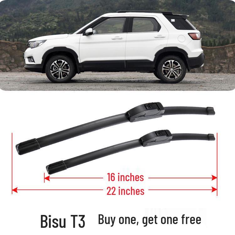 Bisu T3 Compatible Boneless Wiper Blade and Rubber Strip for Front and Rear