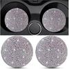 2PCS Bling Car Cup Holder Coaster, Crystal Rhinestone Non-Slip Ert Auto Cup Pads, Sparkling Vehicle Decor Bottle Mat Accessories For Women Girls,