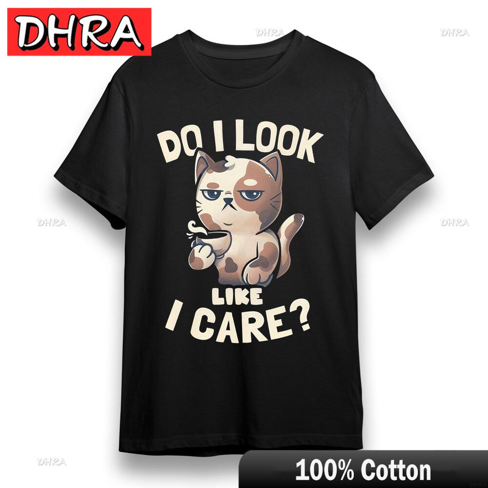 Womens Oversize Tshirt with Sarcastic Cat Graphic Unisex Black 100 Cotton Tee Anniversary Gift TShirt Norway Camisetas Mujer