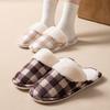 Plaid cotton slippers women's autumn and winter cold-proof indoor non-slip soft-soled warm cotton shoes men's winter