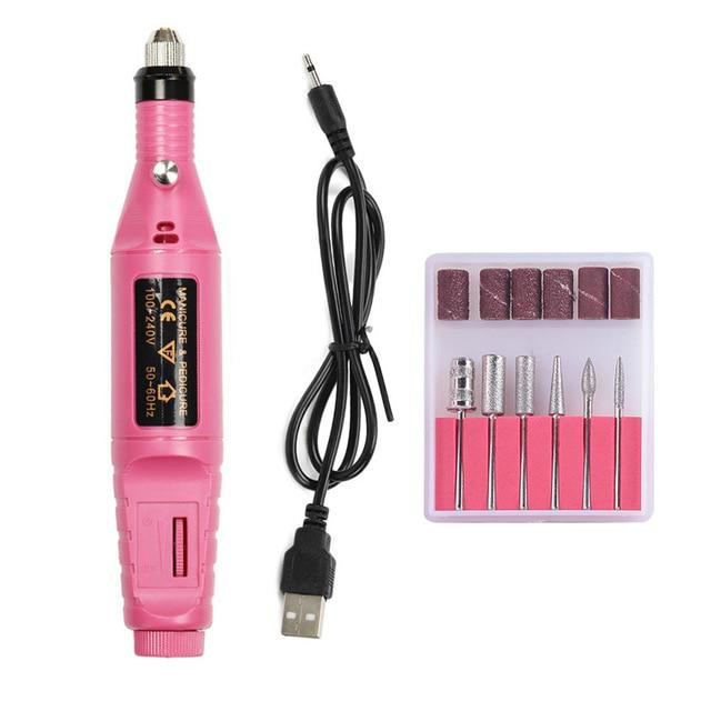 USB Plug Nail Electric Apparatus for Manicure Milling Drill Bit Set Pedicure Machine Gel Remover