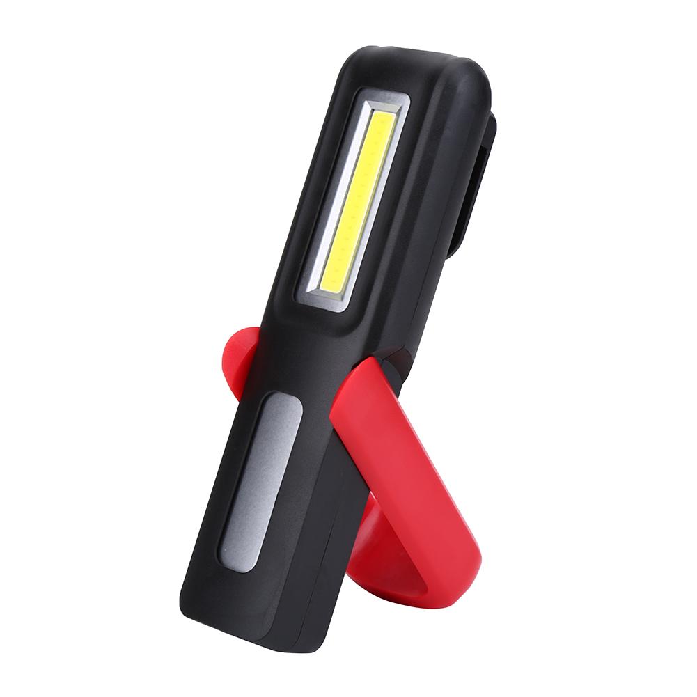Portable USB Rechargeable LED COB Working Lamp Light Outdoor Magnet Hook Flashlight(Red)