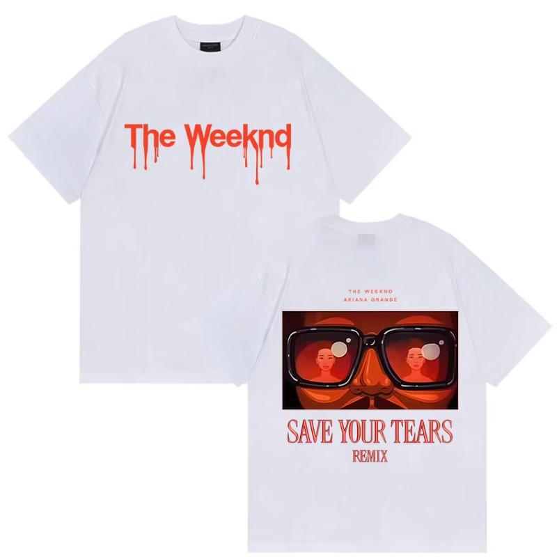 Unisexs And Womens Retro Hiphop Oversized Cotton Tshirt Fan Street Wear The Weeknd Ariana Orade New Album Pattern Tshirt