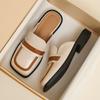 Fashion Contrast Color Ladies Barefoot Mules Shoes Square Toe Low Heel Sandals Women Lazy Slip On Slippers Femmes Pantuflas Beach Slides