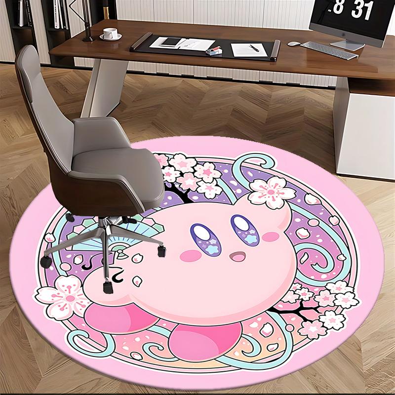Chibi Kirby Chair Mat Round Carpet for Home Decor, Office Use, Gift Idea Suitable for Bedroom, Living Room, s0288b