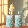 3D Pillar Candle Mold Handmade Scented Candle Making Tool Column Silicone Mold for Wedding Decor Relief Plaster Flower Birthday Gifts