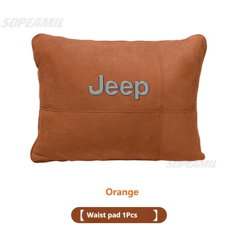 Jeep Grand Cherokee Wrangler JK Gladiator Patriot Commander Renegade Compass Suede Car Headrest Neck Pillow Seat Waist Cushion ALP1
