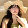 Women's Summer Outdoor Large Brim Sun Protection Fashionable Seaside Beach Sunshade Lace Straw Hat