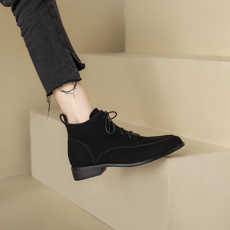 Ботинки Martin женские 2024 новые матовые ретро-ботинки на толстом каблуке со шнуровкой высокого класса небольшие короткие женские ботинки осень и зима