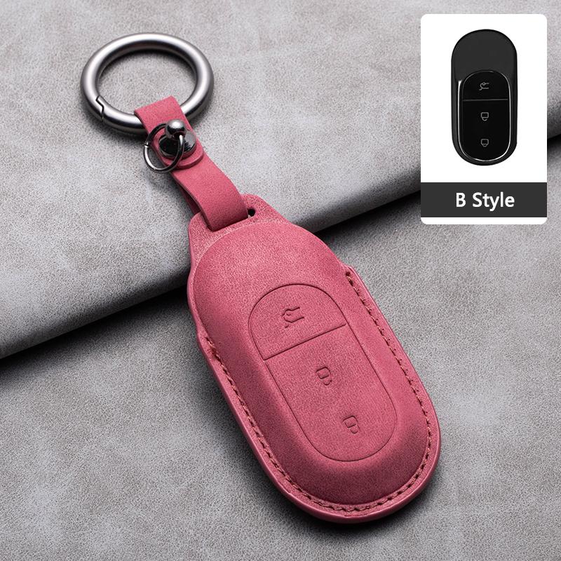 Suede Leather Car Smart Key Fob Case For Leapmotor T03 S01 C11 C01 Type Key Cover Shell Holder Keychain Car Styling Accessories