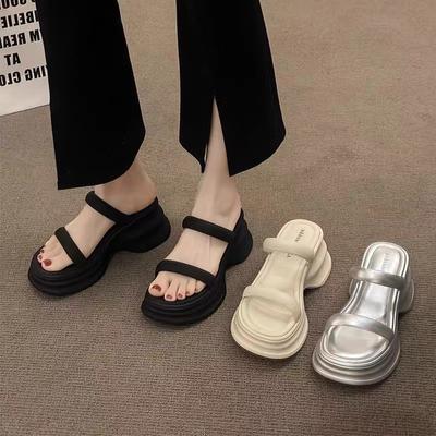 Женские тапочки Модные повседневные сандалии на толстой подошве 2025 Лето Новые пляжные тапочки для женщин Сандалии на платформе Sandalias De Mujer