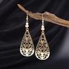 Ретро Серьги-капли с цветочным узором из страз для женщин - Полые Рождественские украшения