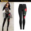 3D Three-dimensional Embroidery Ladies High Waist Jeans Women Trousers Black Feet Pants