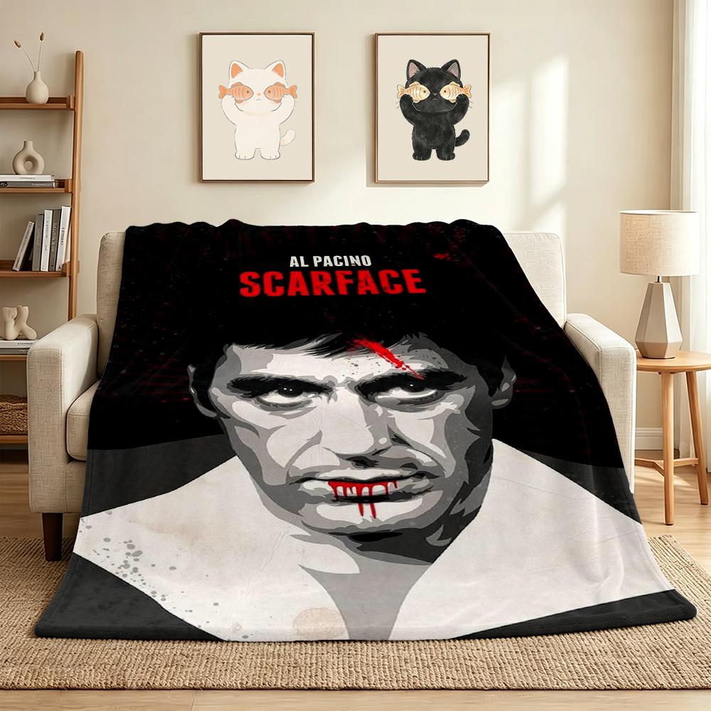 Scarface Poster Flannel Blanket Throw Blanket Soft Warm Sofa Bed Camping Home Decor Unique Christmas Gift C921183