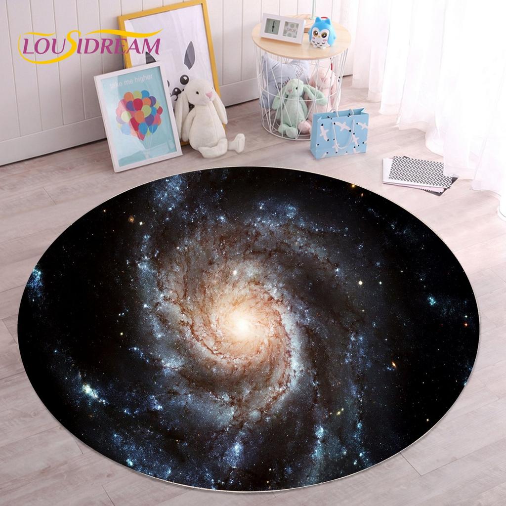 HD Galaxy Universe Space Stars круглый коврик, ковер для гостиной, детская спальня, диван, декор для игровой комнаты, нескользящий напольный коврик