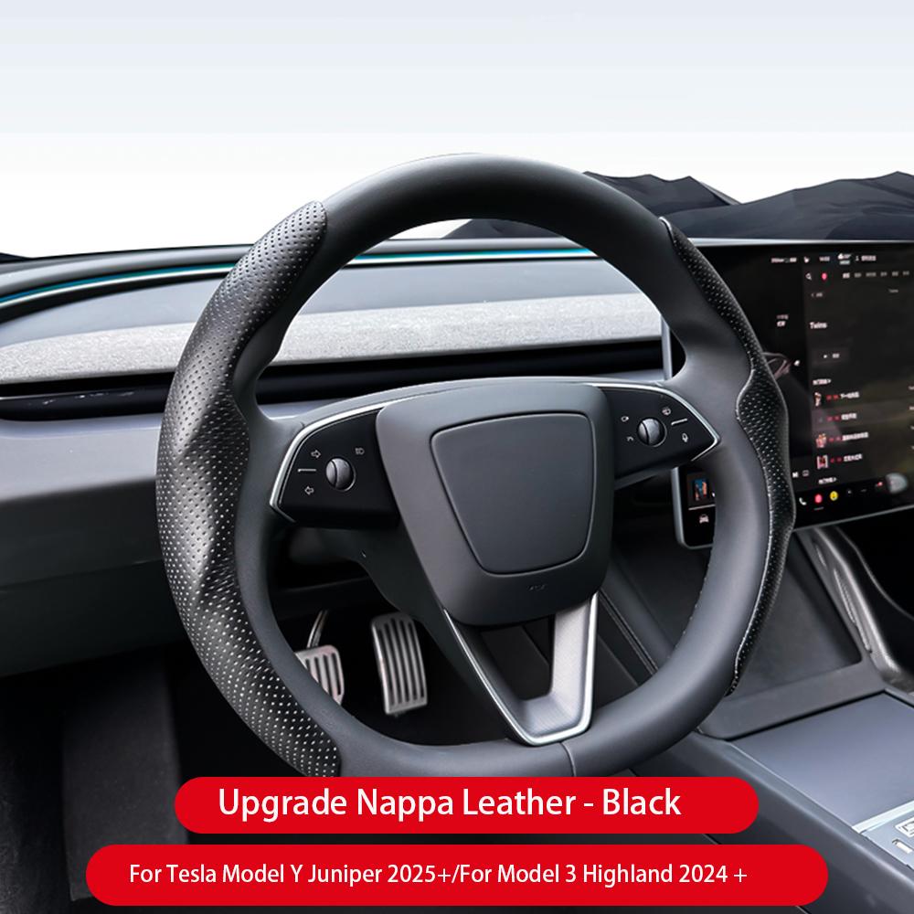 Для Tesla Model 3/Y Highland Juniper Чехол на руль Углеродное волокно Кожа Анти-мех Спортивный руль Автоаксессуары