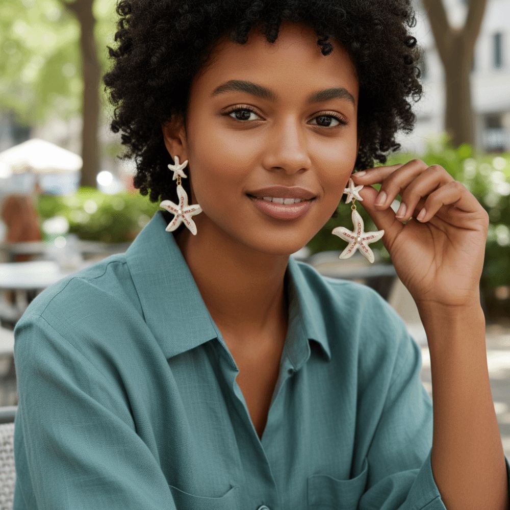 Drop Style Starfish Dangle Earrings Elegant Pendant Earrings Fashion Earrings  Women Wear