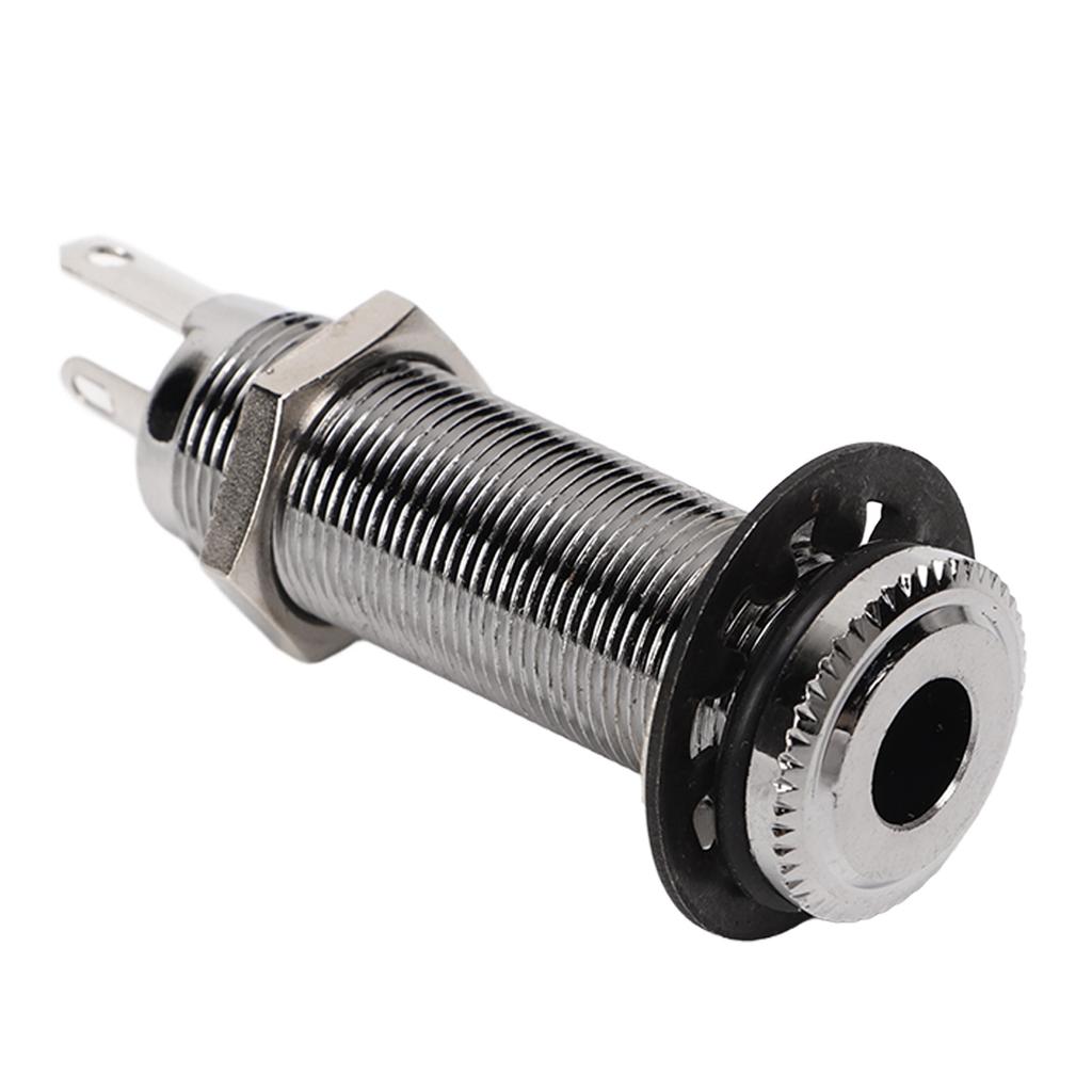 Guitar Threaded Jack Replacement Brass Straight Output Endpin for Electric Guitar Bass Silver