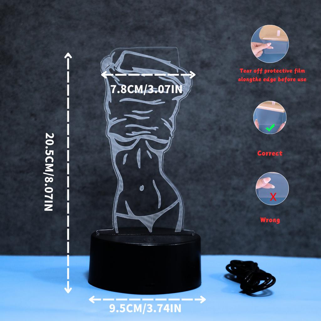Современный ночник с 3D-иллюзией, дизайн с сексуальными женщинами - сенсорное управление, питание от USB, подходит для создания атмосферы в спальне