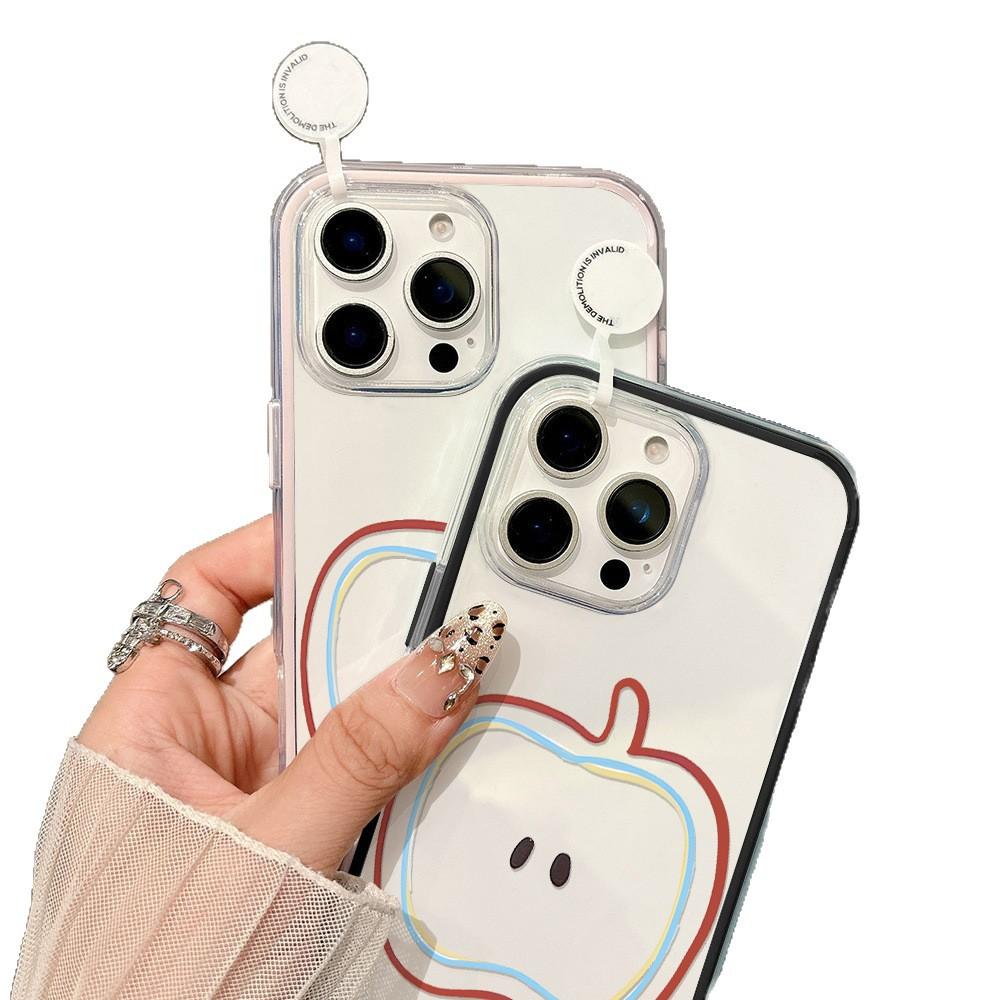 Граффити Красное Яблоко для Чехла Мобильного Телефона iPhone17Pro Max 16/15 Большое Отверстие 14 Pro Простой