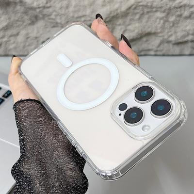 Роскошный прозрачный магнитный чехол MagSafe для iPhone 16 Plus 16 Pro Max, чехол с сенсорными кнопками камеры, чехол для беспроводной зарядки